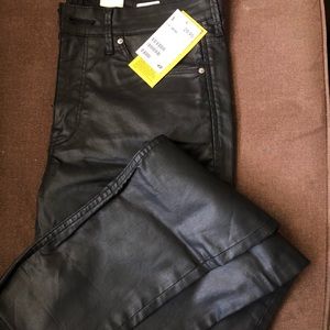 HM faux leather denim
